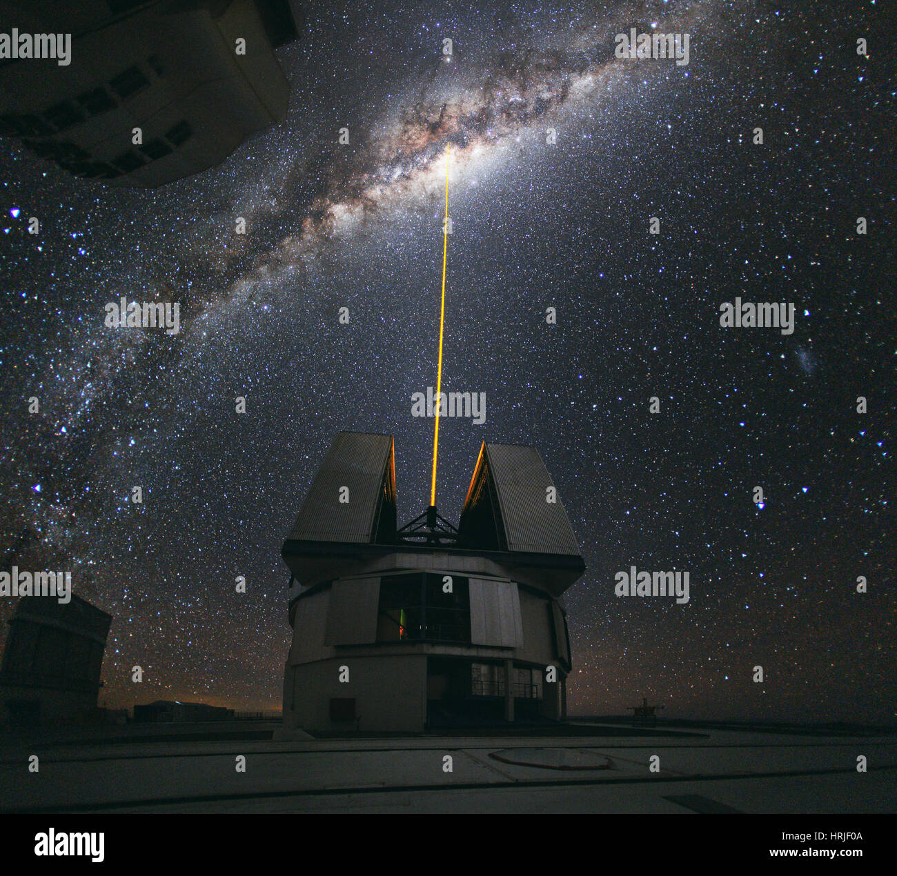 ESO Paranal Observatory, Laser Beam, Milky Way Galaxy Stock Photo