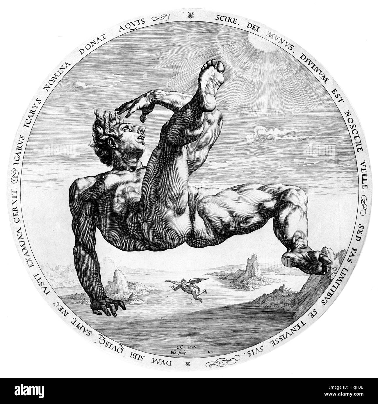 Fall of Icarus, Greek Mythology Stock Photo