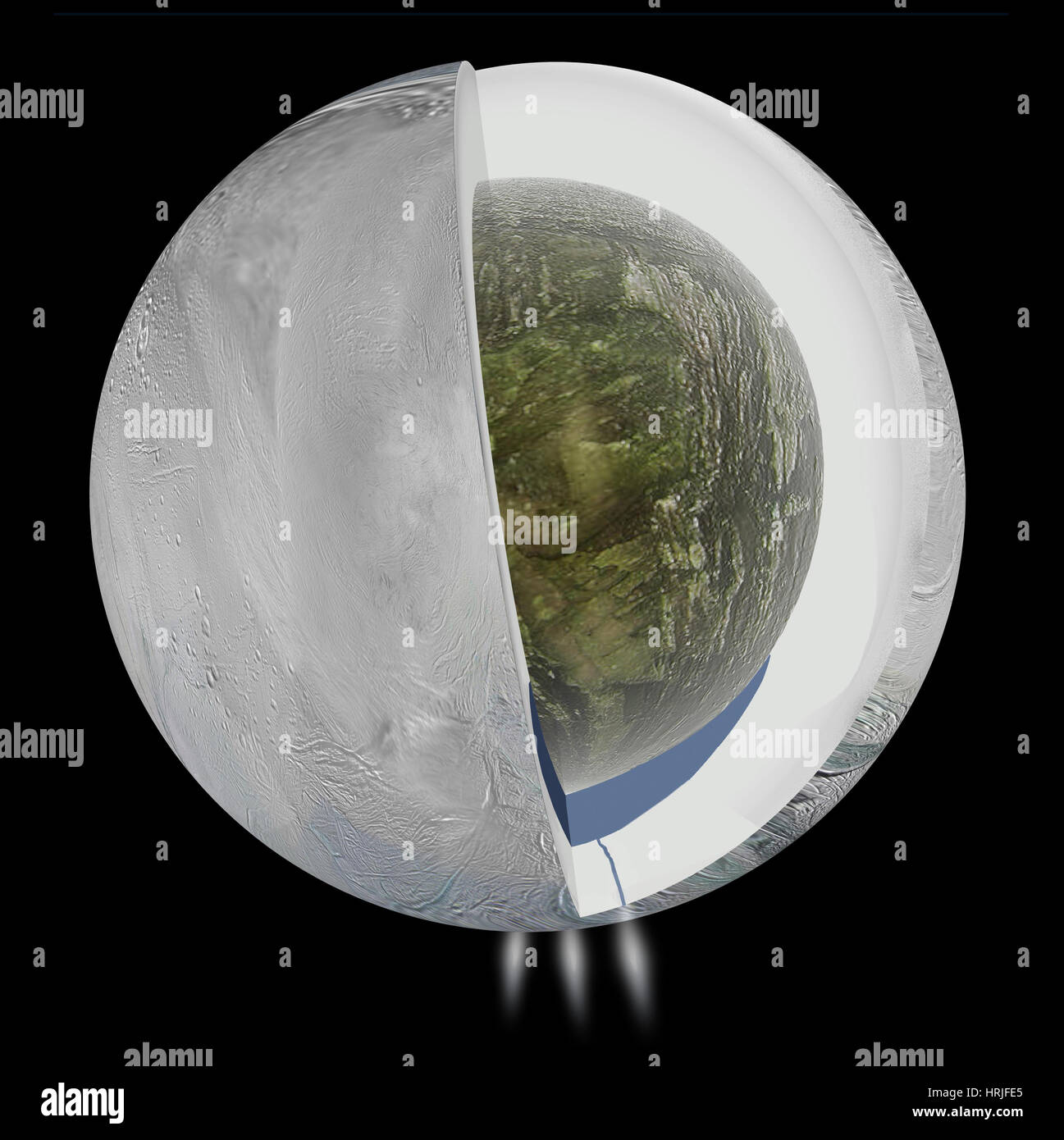 Saturn's Moon Enceladus Stock Photo
