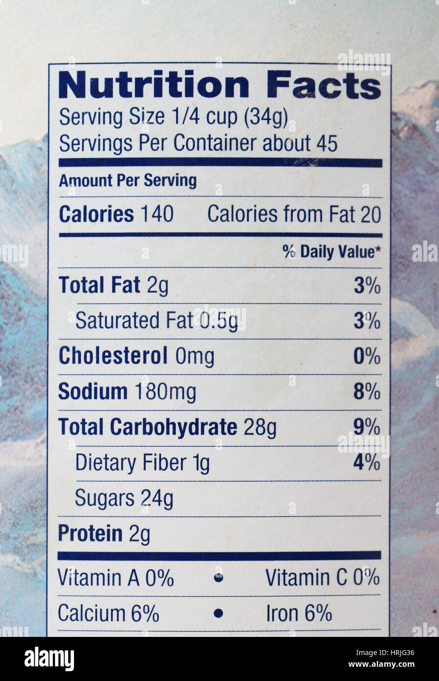 Nutritional information chocolate hires stock photography and images