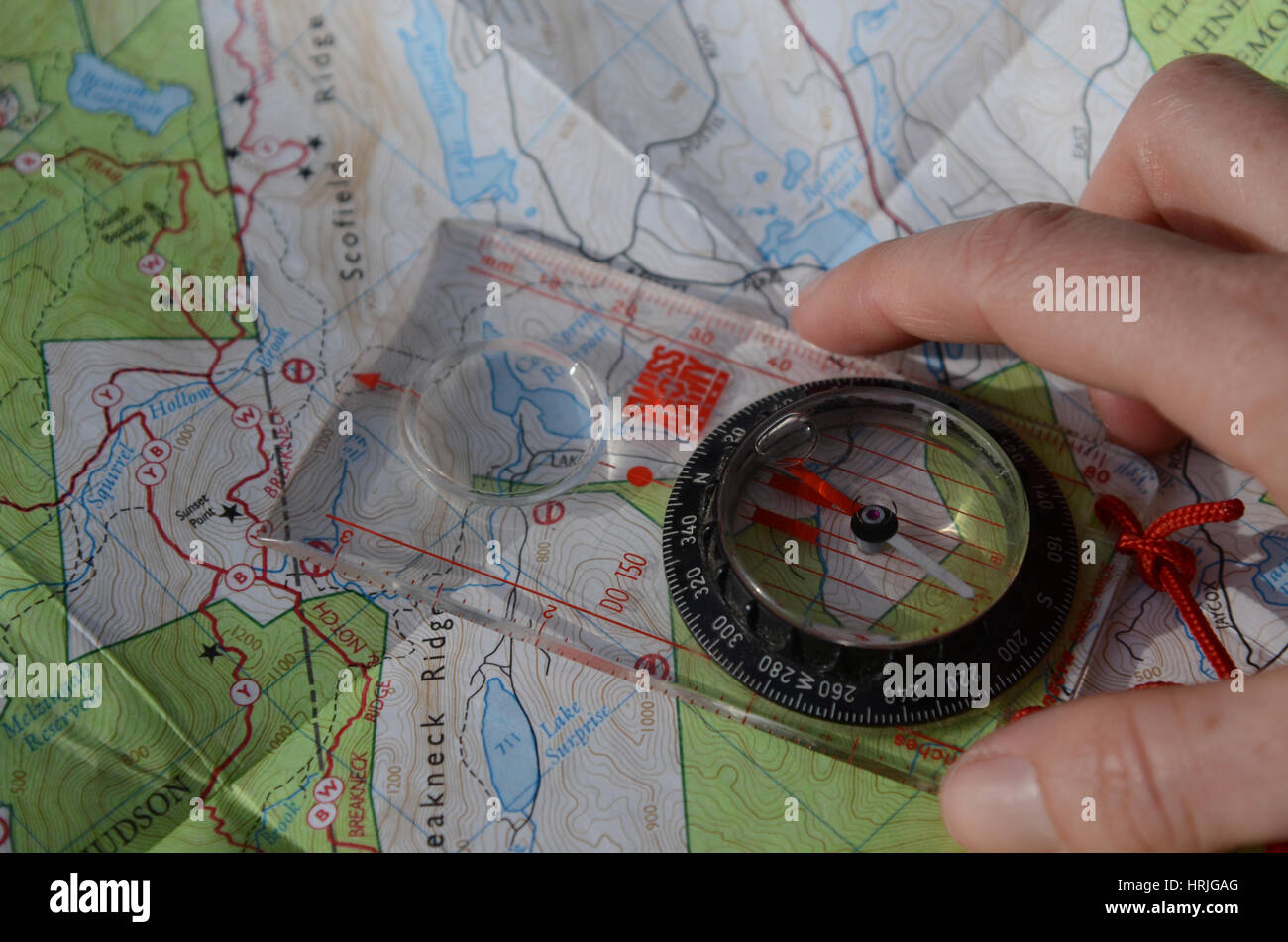 Compass and Map Stock Photo