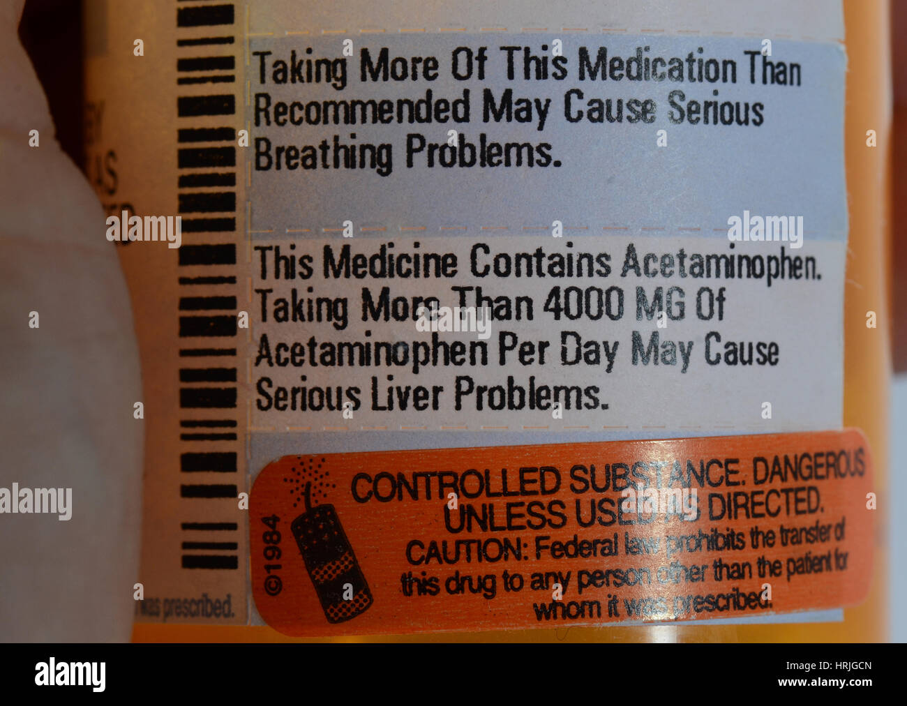 Medication Warning Label Stock Photo Alamy