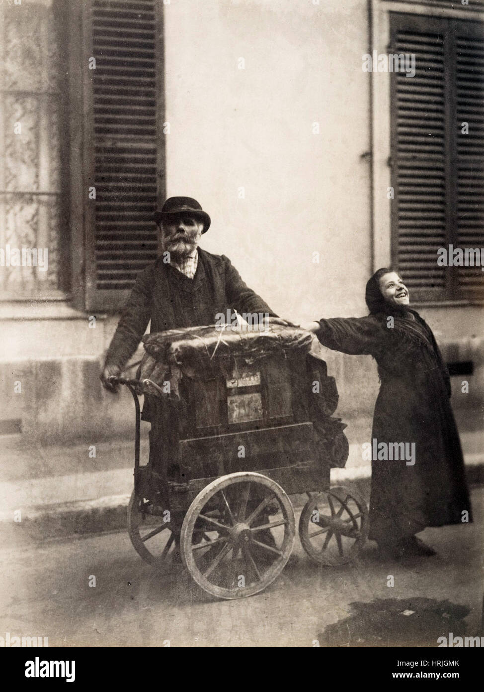 Paris Street Musicians, EugÌ¬ne Atget, 1898 Stock Photo