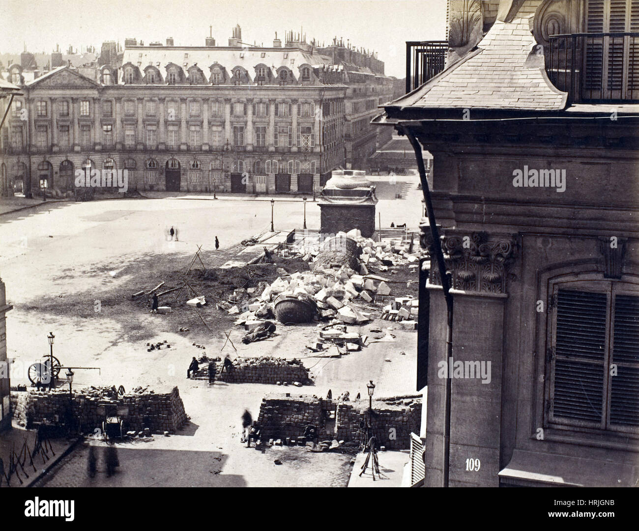 Paris Commune, Destroyed VendÌ«me Column, 1871 Stock Photo