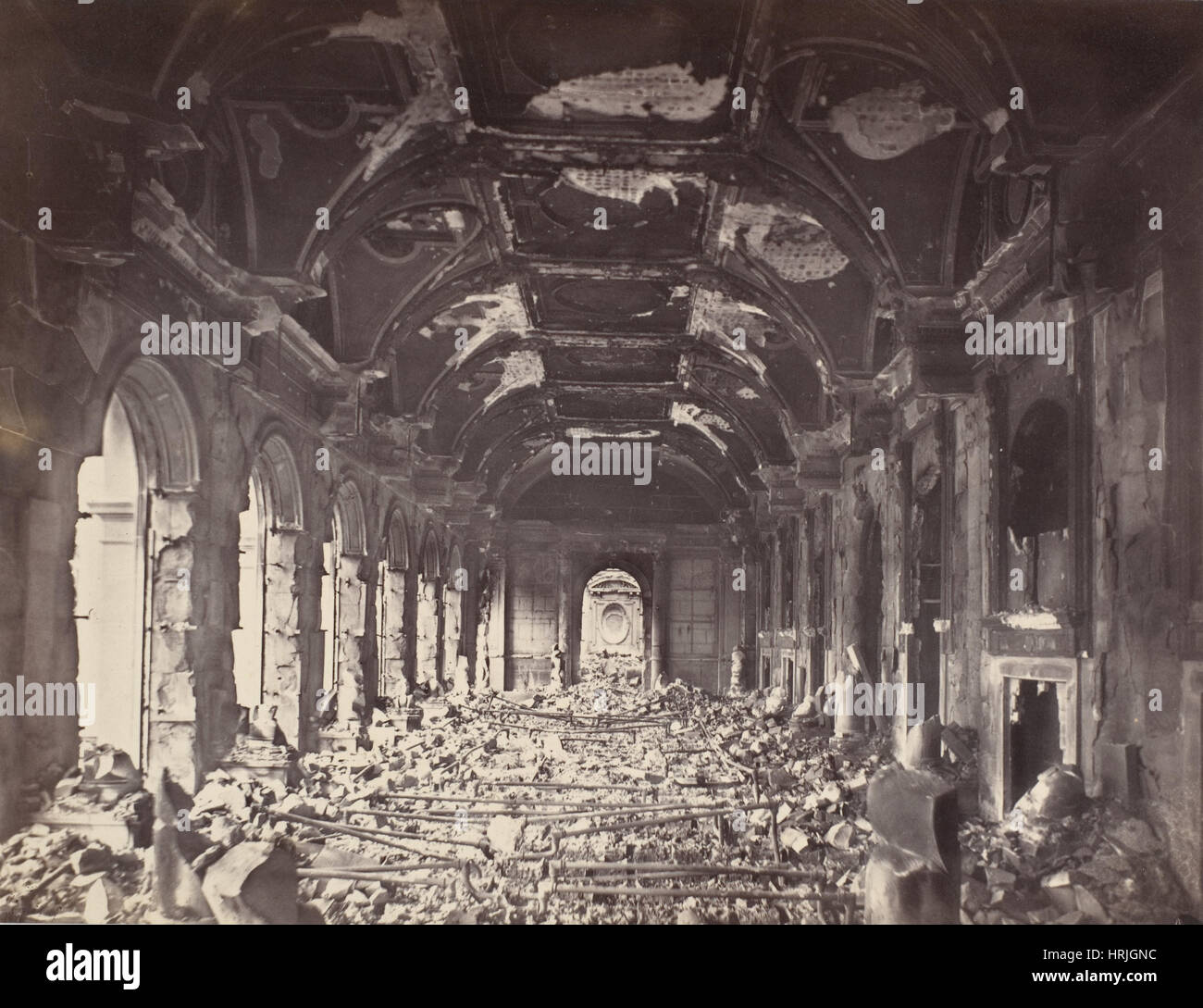 Paris Commune, Burned Palais d'Orsay, 1871 Stock Photo