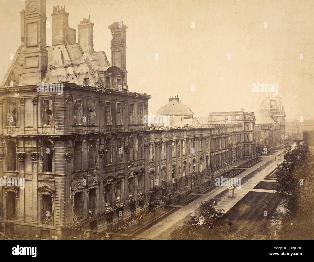 Paris Commune, Destroyed Tuileries Palace, 1871 Stock Photo