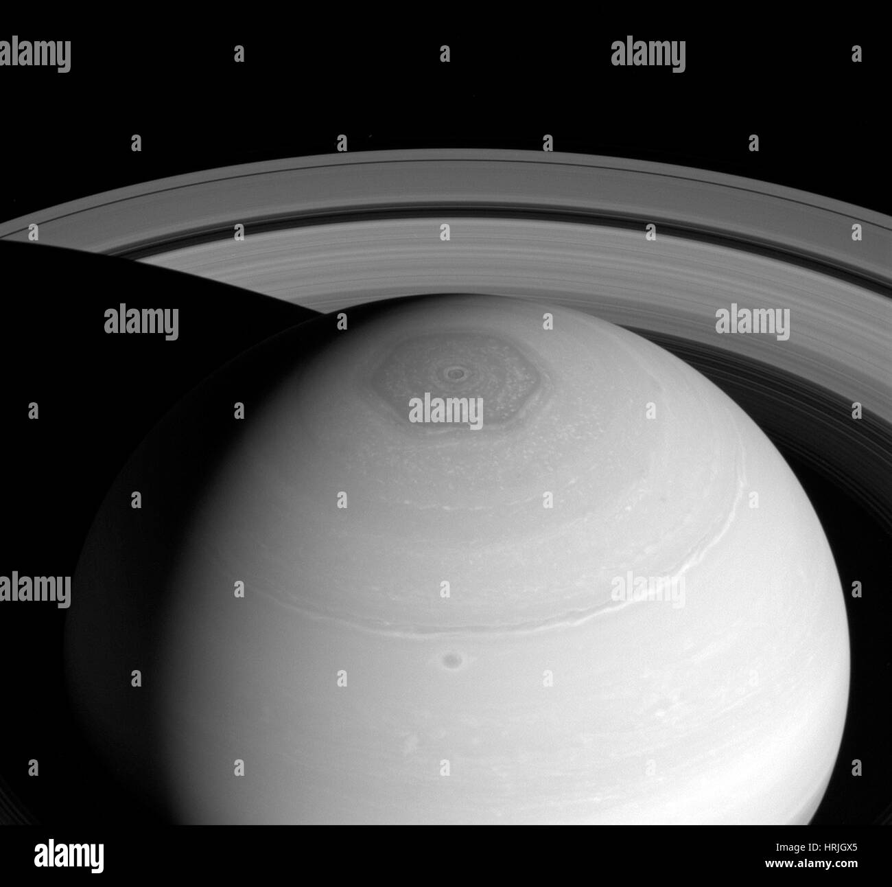 Saturn's Polar Vortex Stock Photo