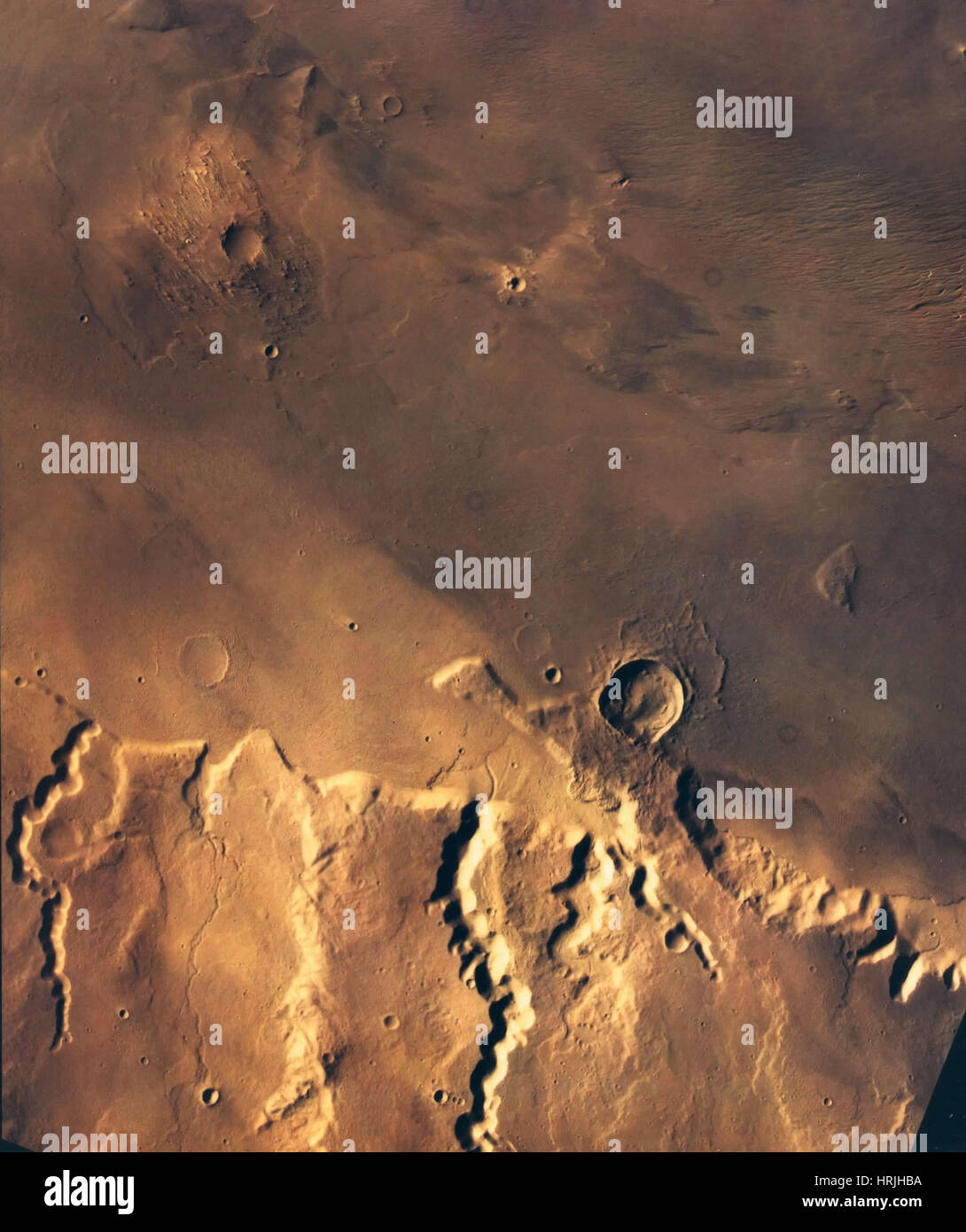 Mars Viking Orbiter Mosaic, Craters Stock Photo