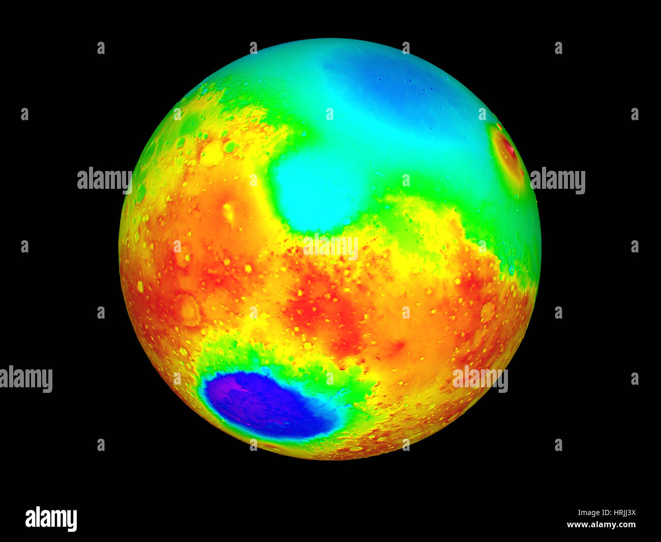 Martian Topography, Mars Orbiter Laser Altimeter Stock Photo