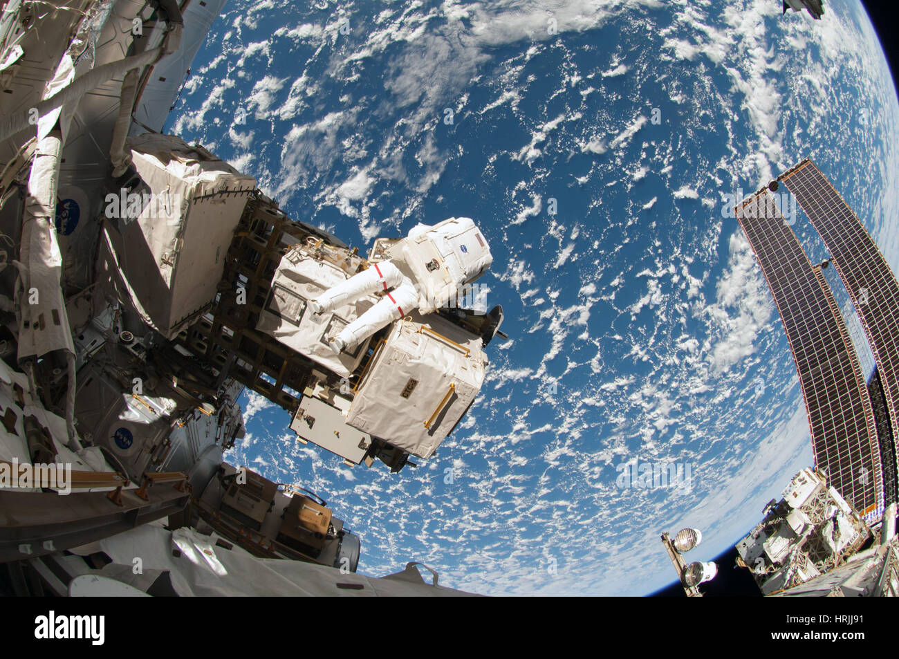 Reid Wiseman Spacewalk at ISS Stock Photo