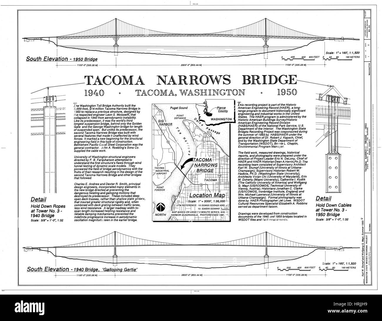 Tacoma Narrows Bridge Stock Photo