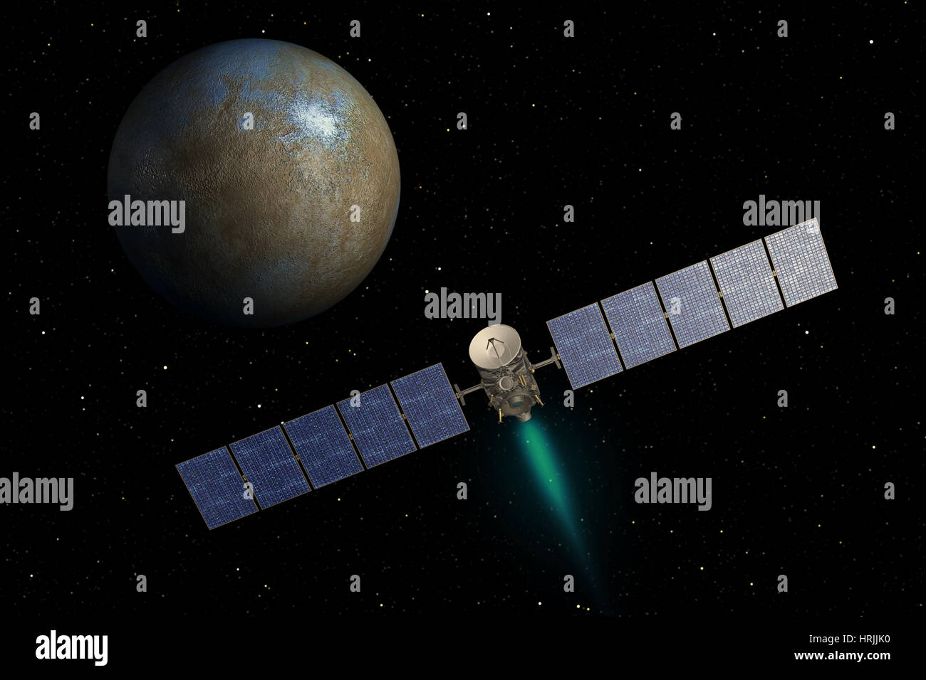 Dawn Spacecraft and Dwarf Planet, Ceres Stock Photo