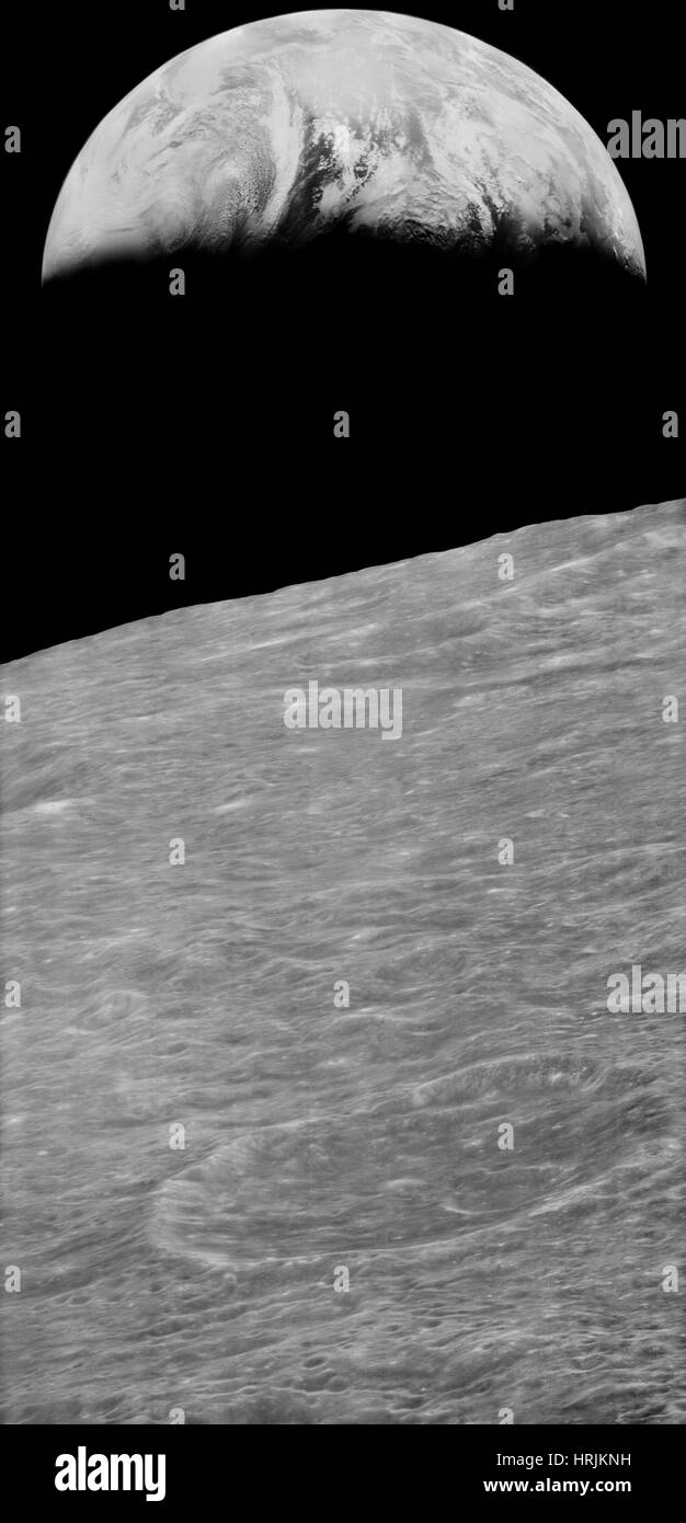 First Earthrise, 1966 Stock Photo