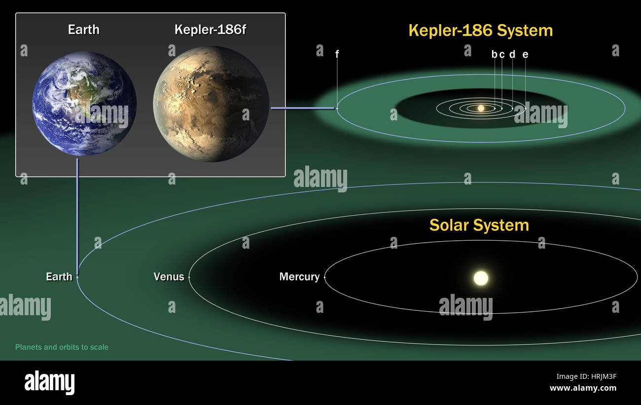 Exoplanet Kepler-186 and the Solar System Stock Photo - Alamy