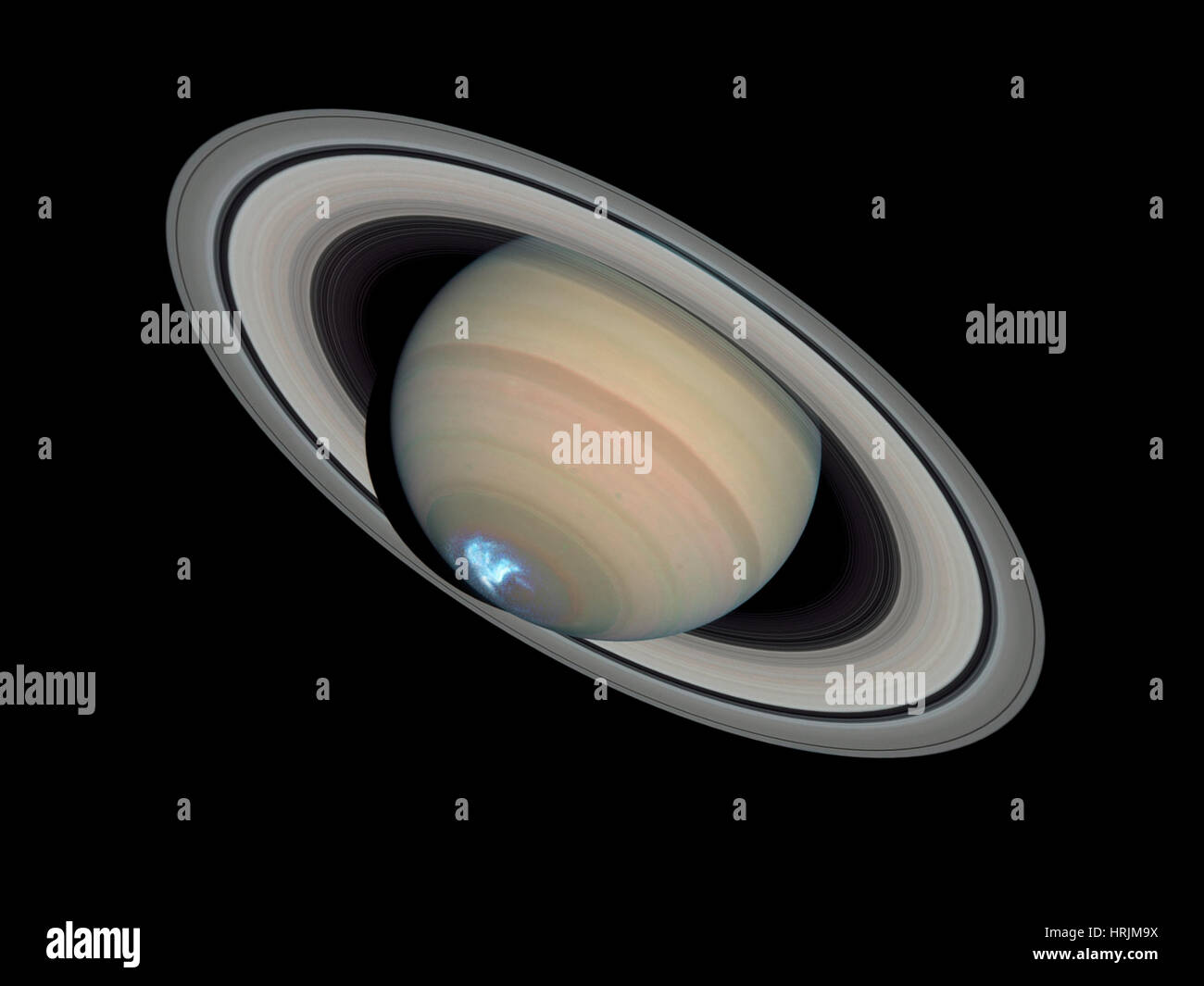 Saturn's Dynamic Aurora Stock Photo