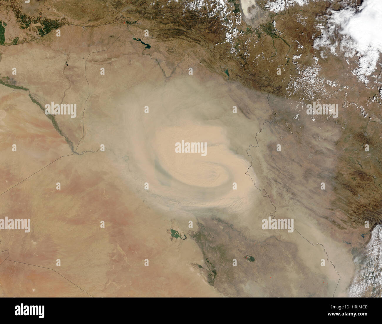 Dust Storm Across Syria, Iraq and Iran Stock Photo