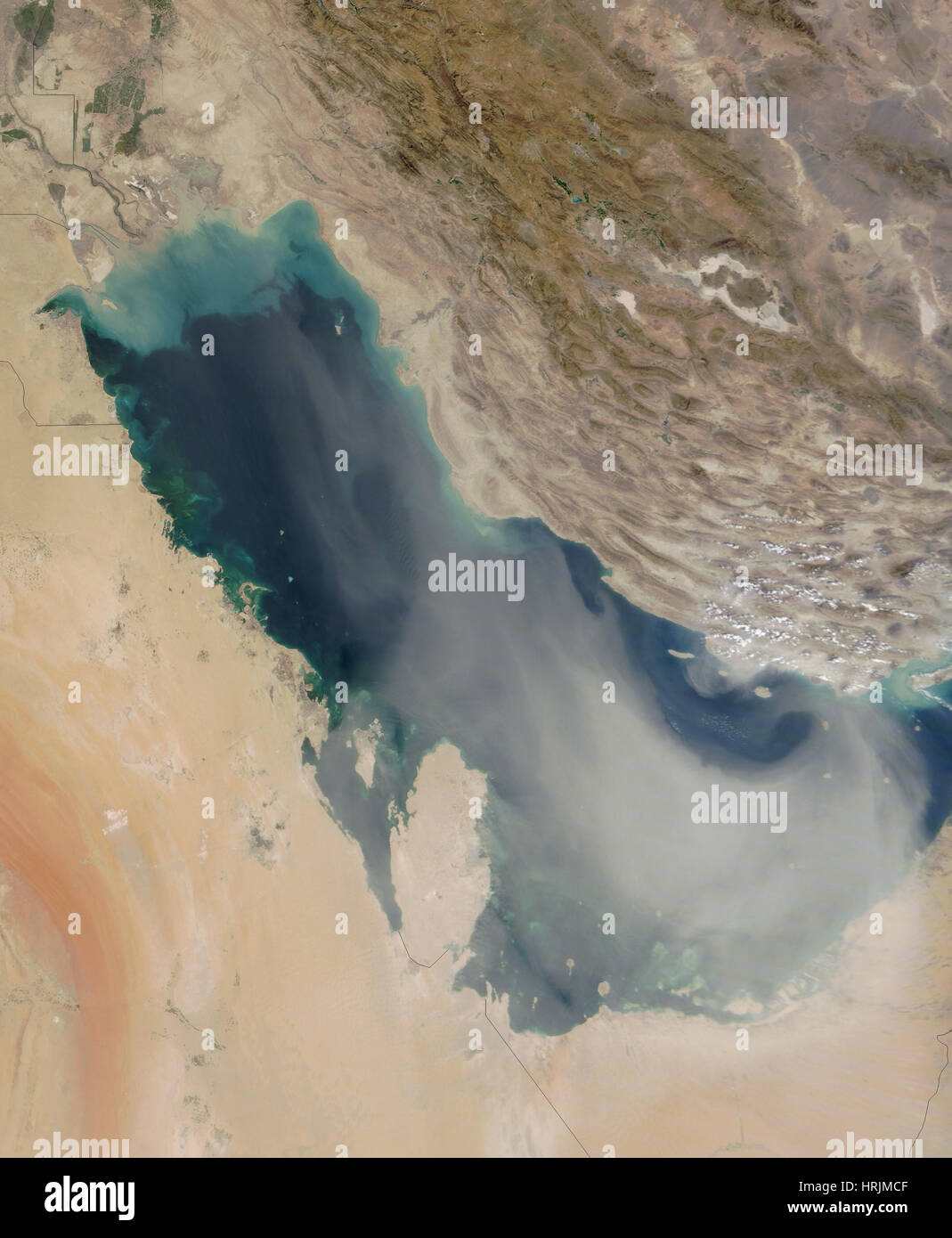 Dust Storm Across Persian Gulf Stock Photo