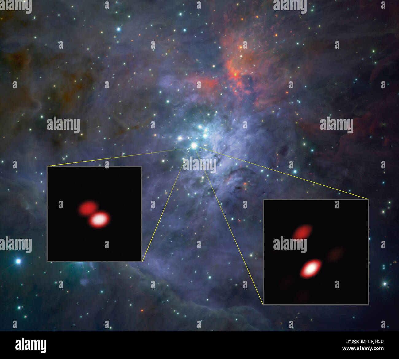 Orion Trapezium Cluster, Binary Stars, 2016 Stock Photo