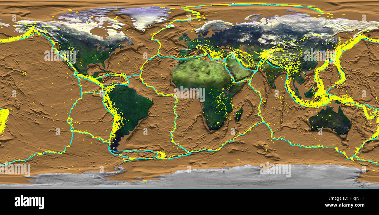 Plate Boundaries and Earthquake Zones Stock Photo