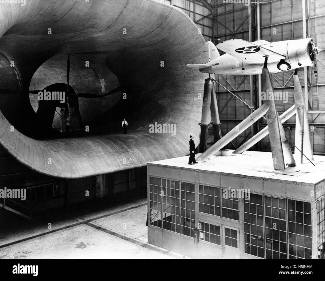 Full-Scale Tunnel, Brewster XF2A-1 Buffalo, 1938 Stock Photo