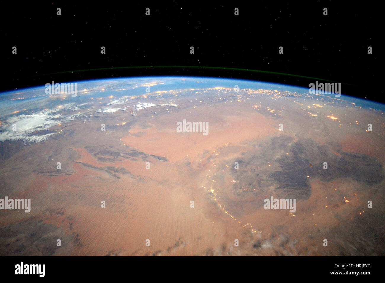 Sahara Desert at Night, ISS View Stock Photo