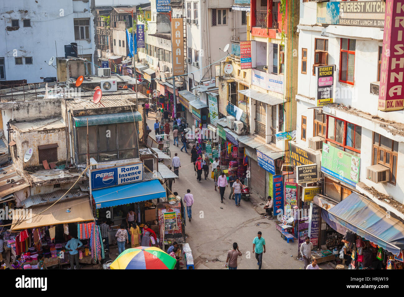 DELHI, INDIA OCTOBER 12, 2013 Busy Main Bazar street, the most