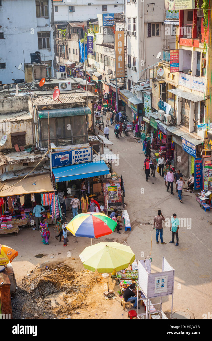 DELHI, INDIA OCTOBER 12, 2013 Busy Main Bazar street, the most