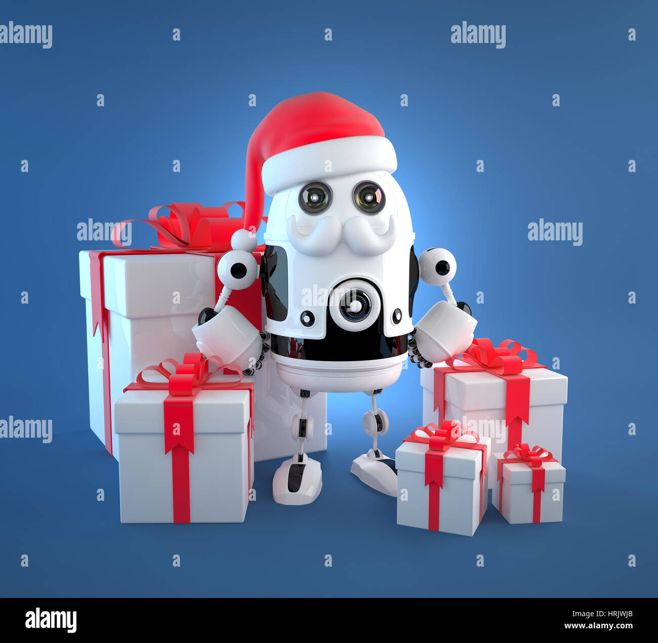 Cute Robot Santa with gift boxes. Christmas concept Stock Photo - Alamy