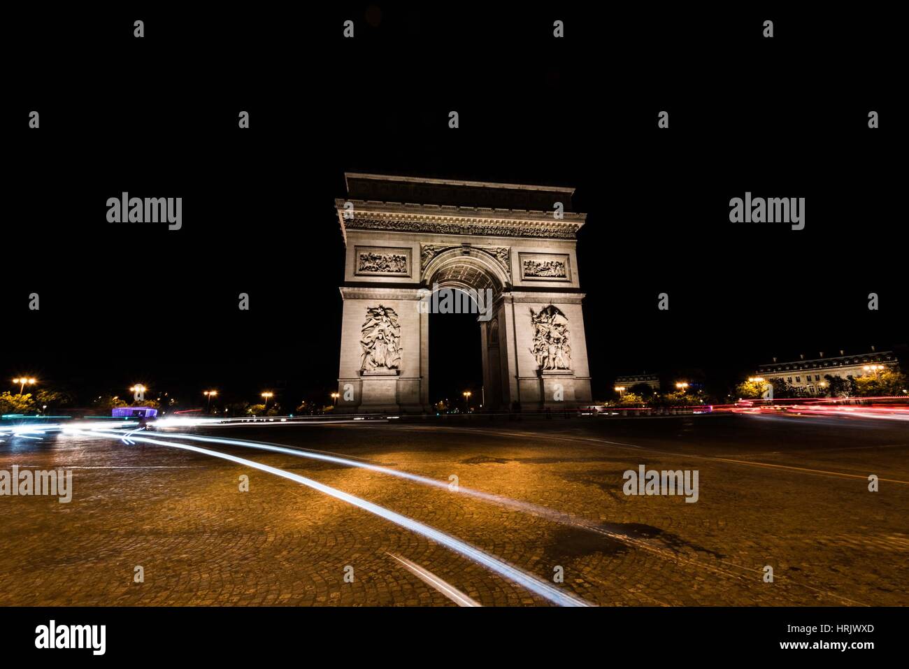 Arc de Triomphe in Paris at night Stock Photo