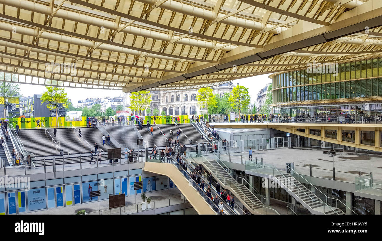 Forum des Halles, the Canopy designed by architects Patrick Berger and Jacques Anziutti, Paris 2e arr. France Stock Photo