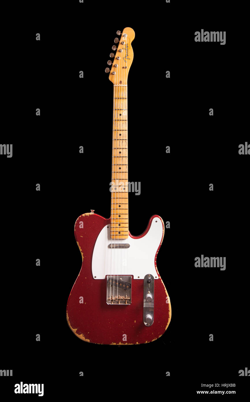 2008 Fender 1958 Reissue Red Sparkle Telecaster Electric Guitar Stock Photo