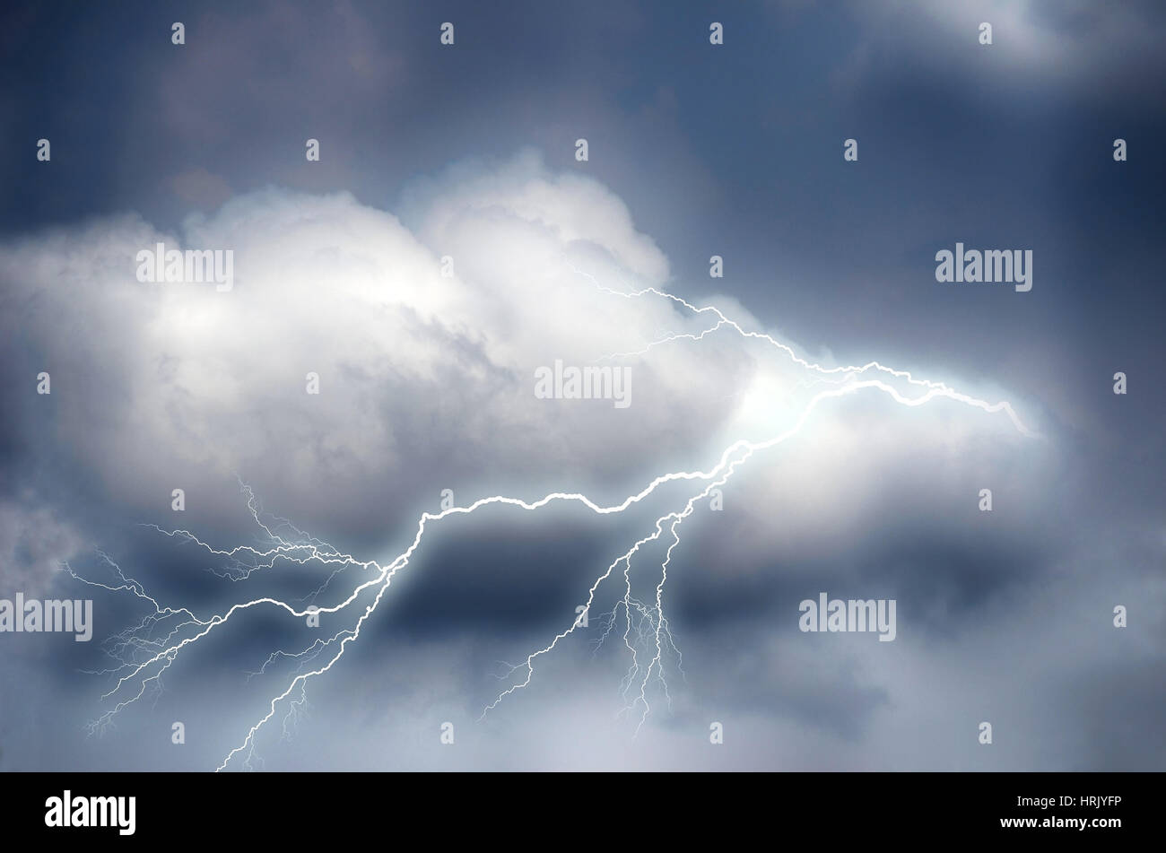 Cloudy Sky with white and black cloud, create darkness. Stock Photo