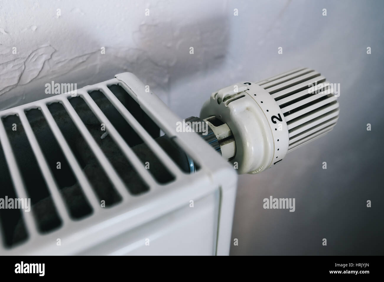 Heating radiator adjusting knob, selective focus Stock Photo