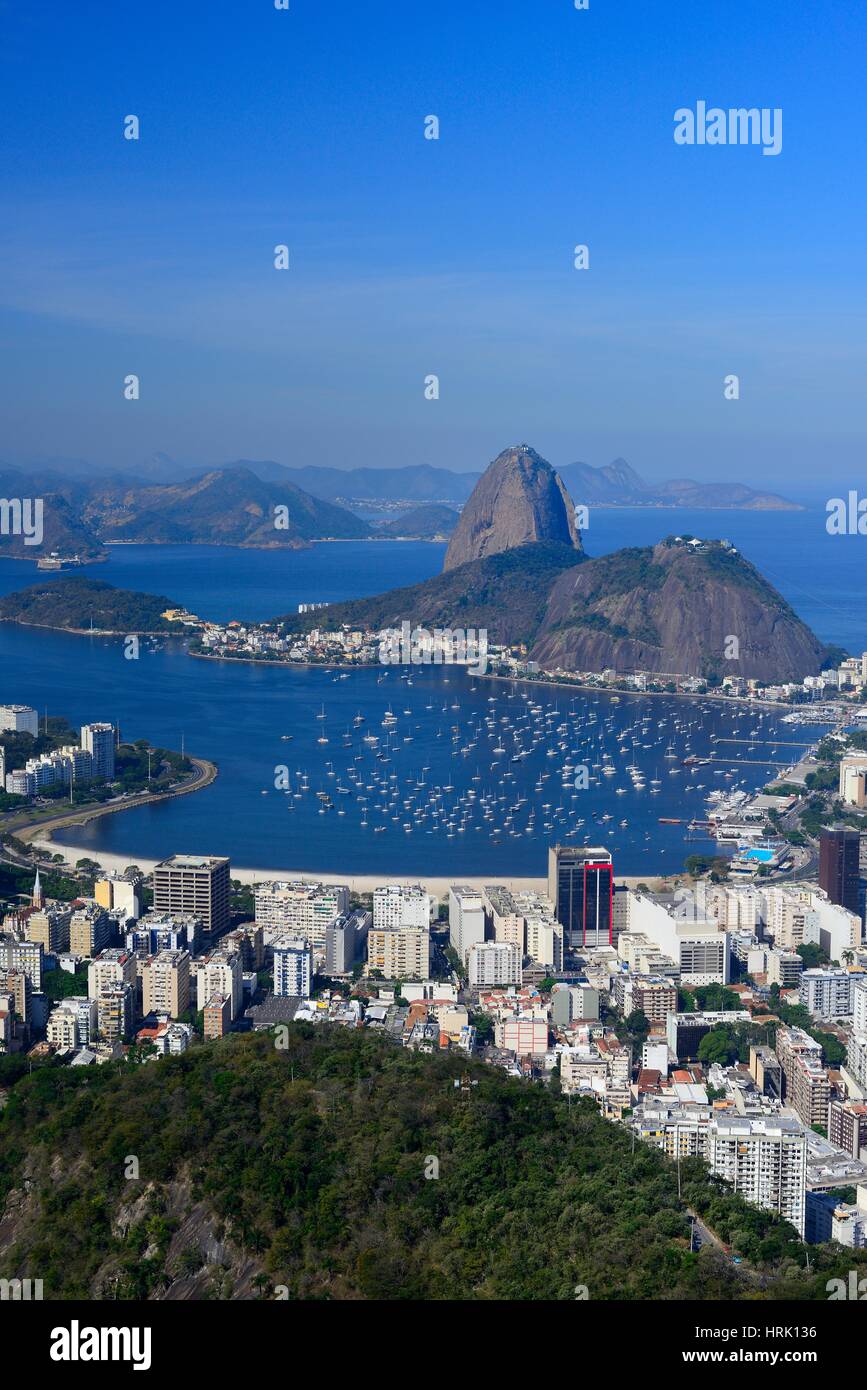 View of the city and Sugar Loaf Mountain, Corcovado, Rio de Janeiro, Brazil Stock Photo