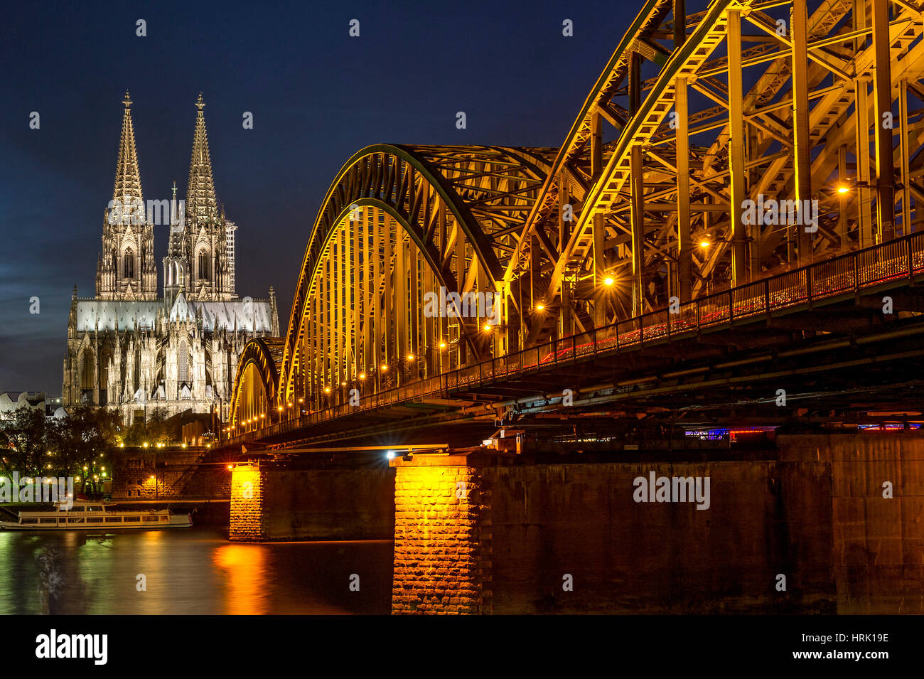 Cologne Cathedral, Hohenzollern Bridge, River Rhine, Historic centre, Cologne, North Rhine-Westphalia, Germany Stock Photo