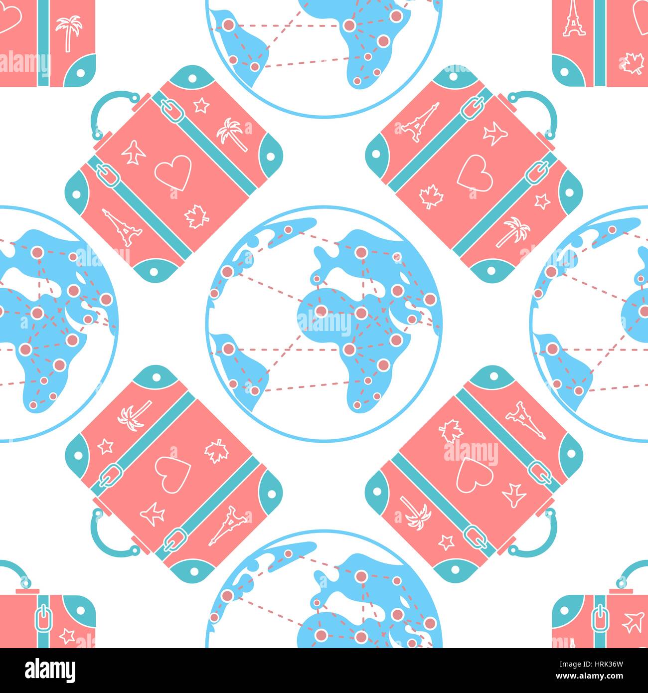 seamless vector pattern background illustration with patterned travel ...