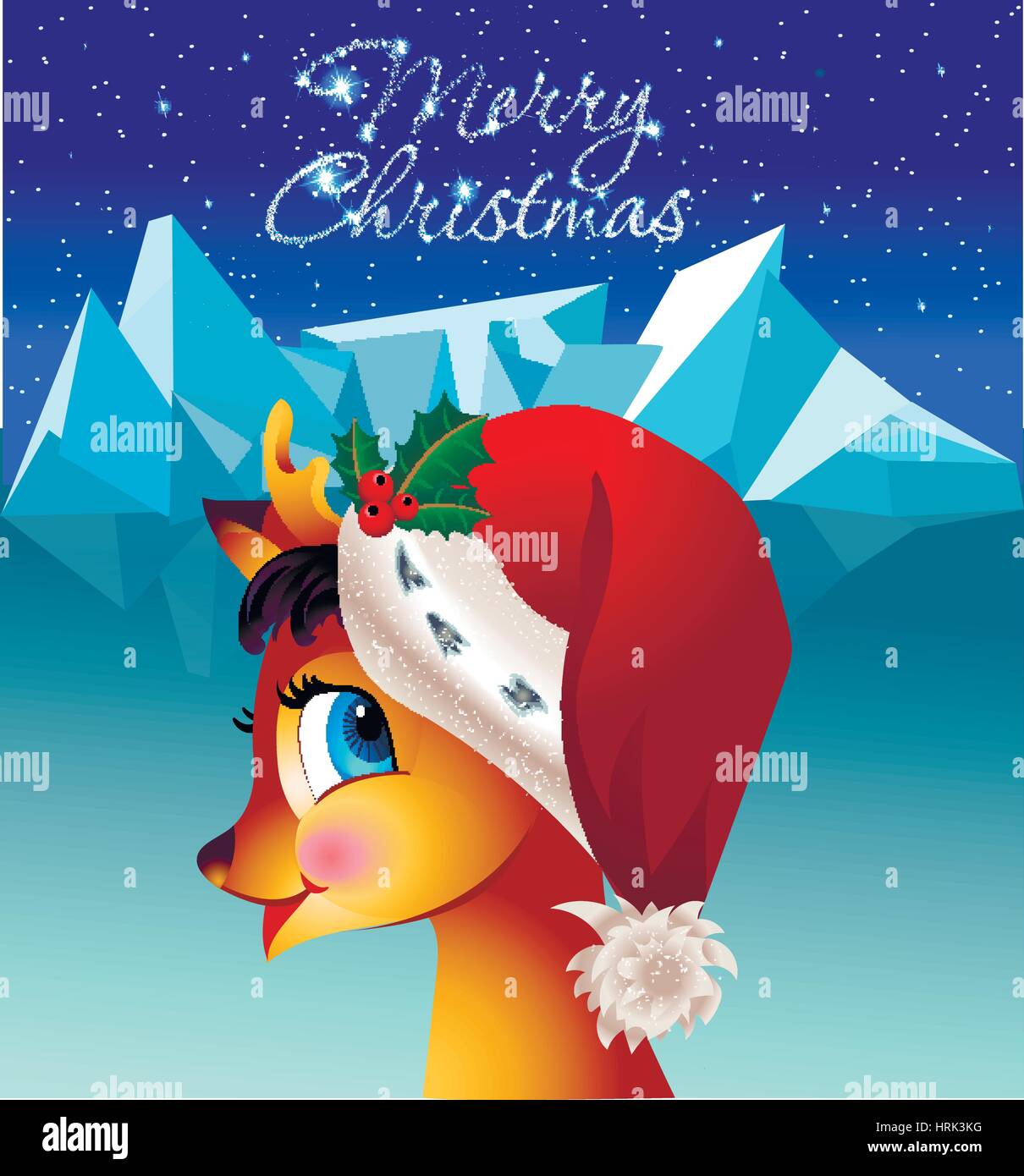 Merry Christmas greeting card with a deer Stock Vector Image & Art - Alamy
