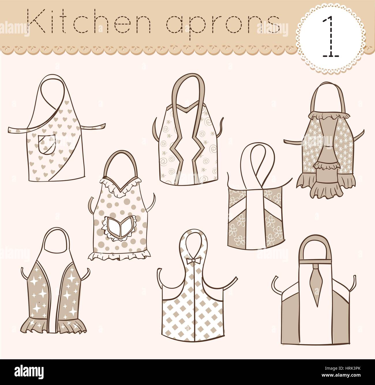 set of kitchen aprons, sketch various models Stock Vector Image & Art ...