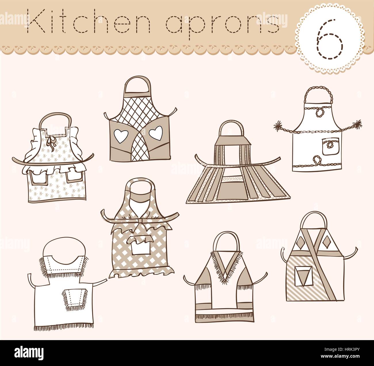 set of kitchen aprons, sketch various models Stock Vector Image & Art ...