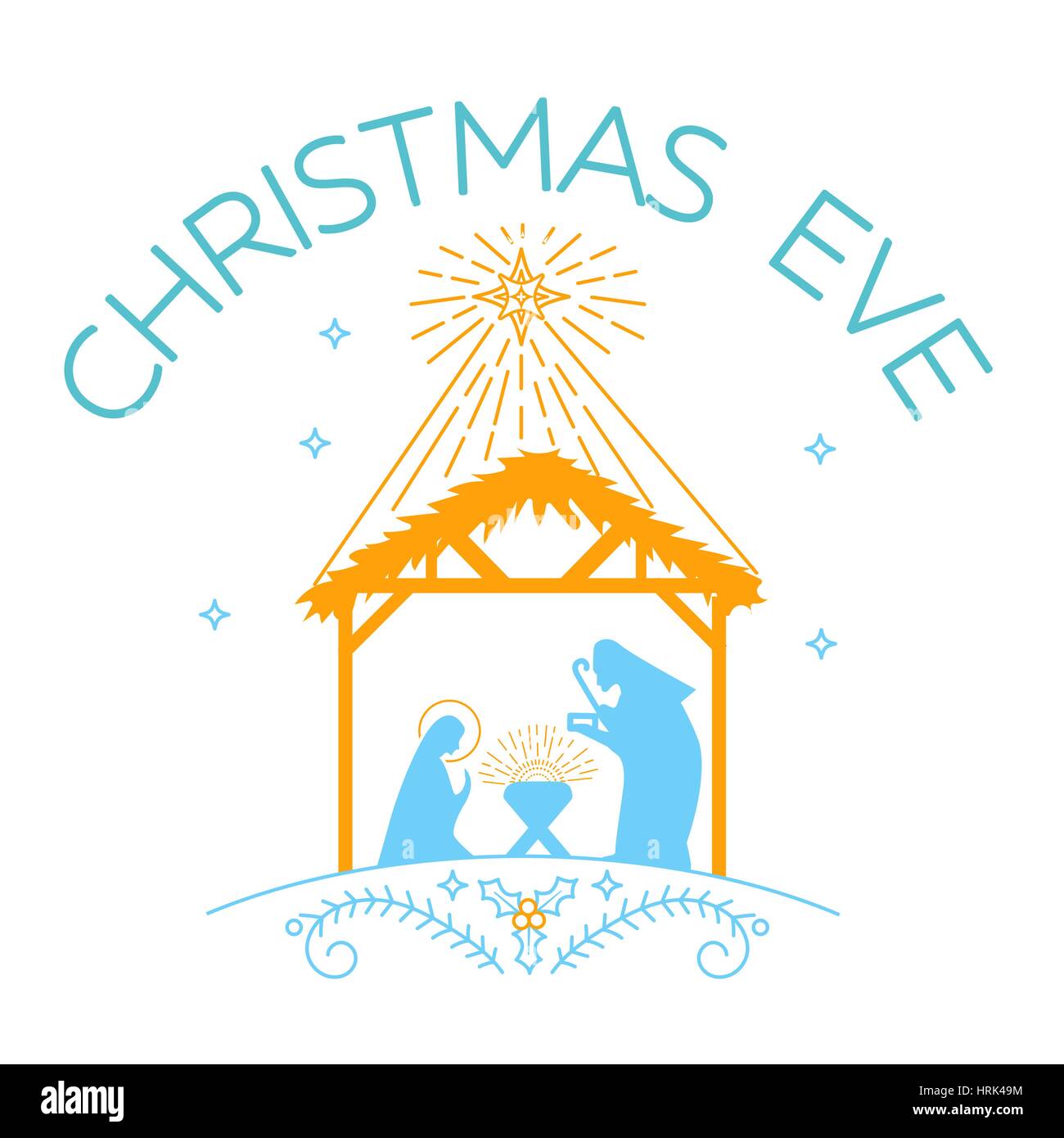 Vector illustration of happy Christmas Eve on white background. Happy Christmas Eve logo for 
