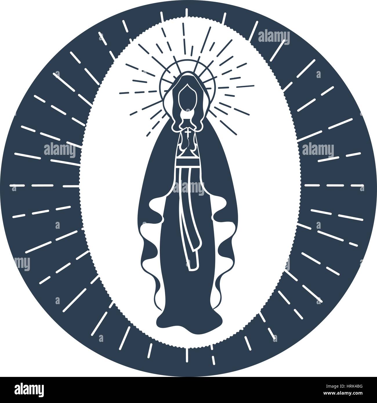 Greeting card. Holiday - Immaculate Conception of the Virgin Mary. Icon in the linear style Stock Vector