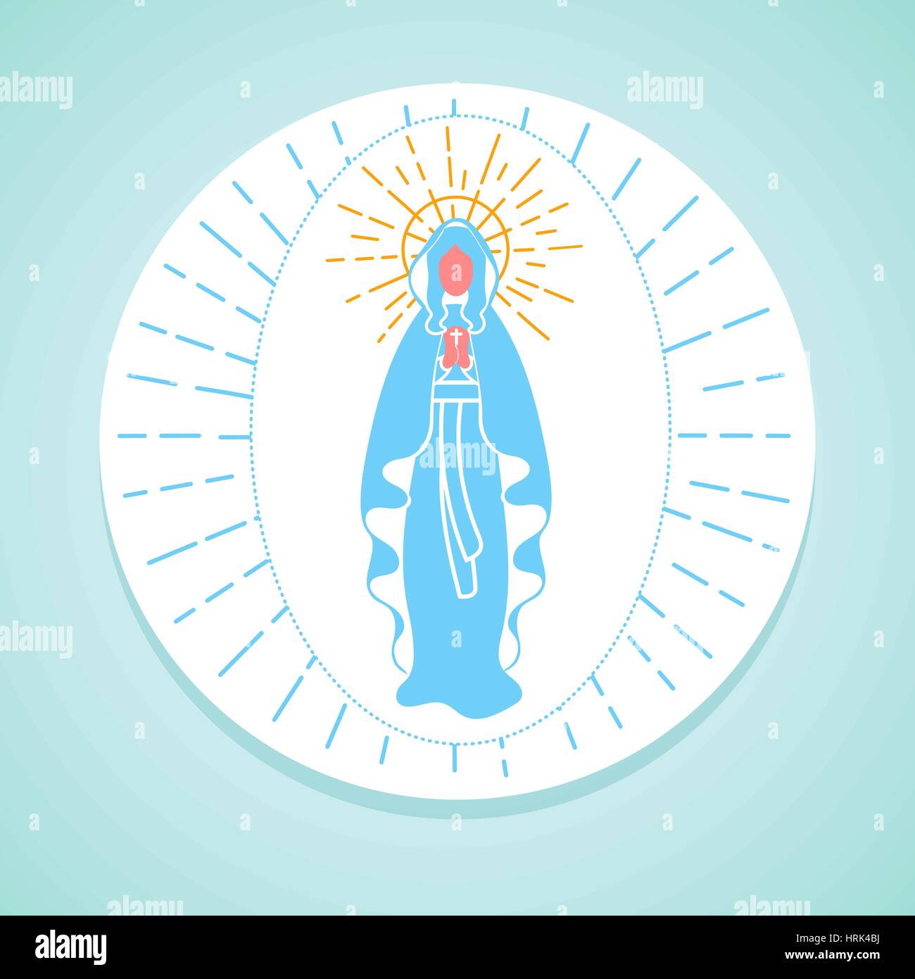 Greeting card. Holiday - Immaculate Conception of the Virgin Mary. Icon in the linear style Stock Vector