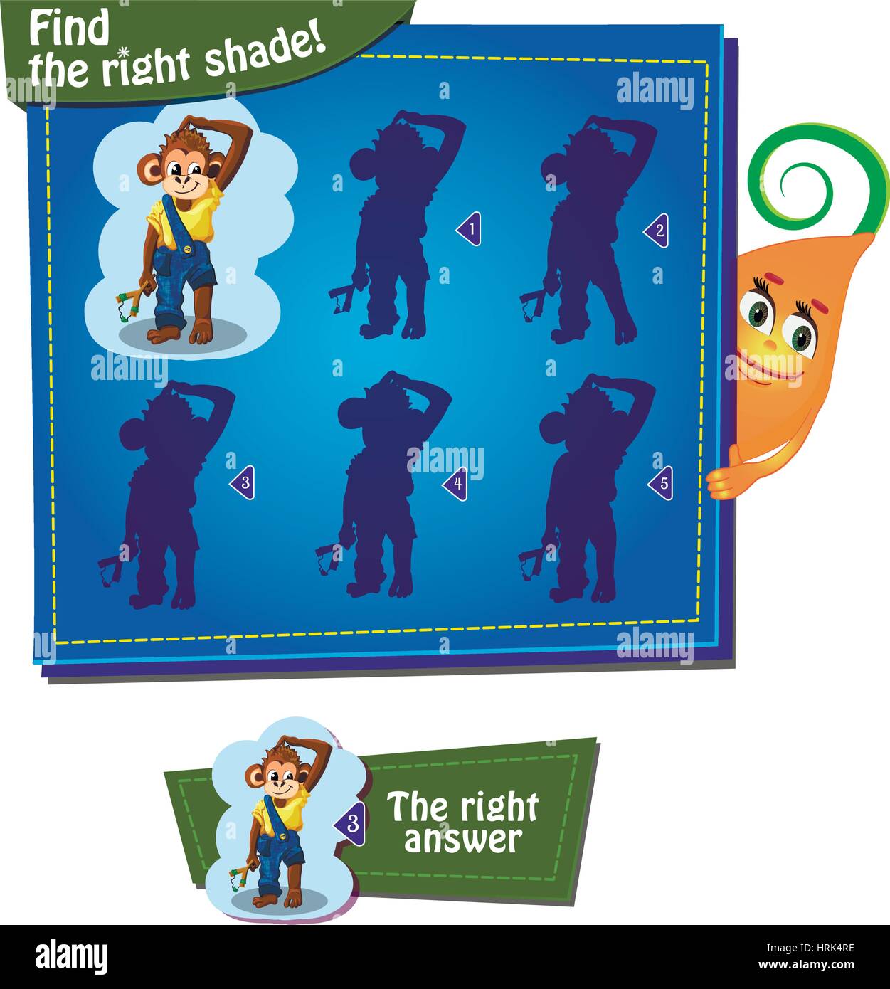 Visual Game for children. Task find the right shade! Stock Vector