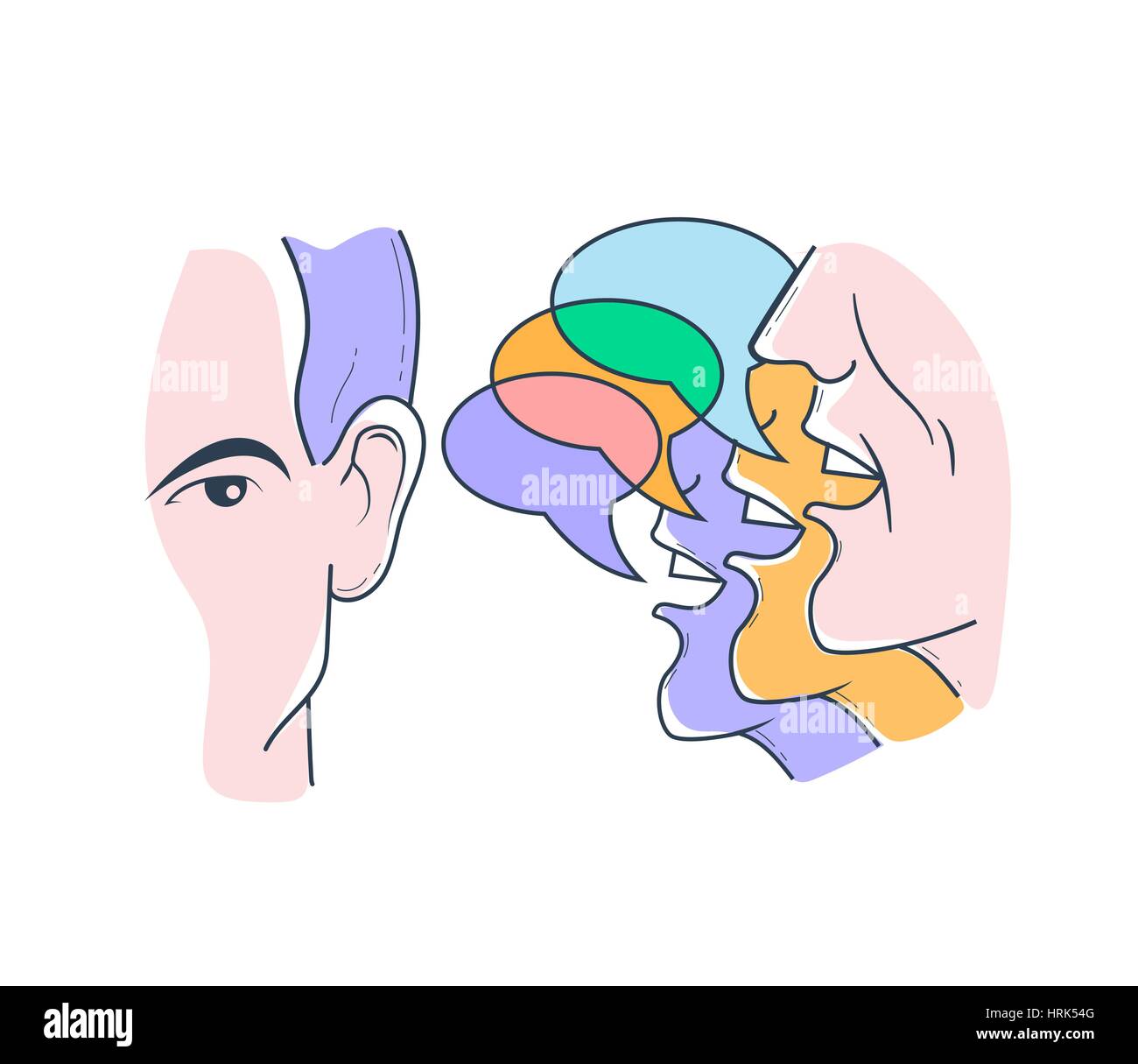 concept of listening to different opinions in the form of a businessman   analyzes the situation Stock Vector