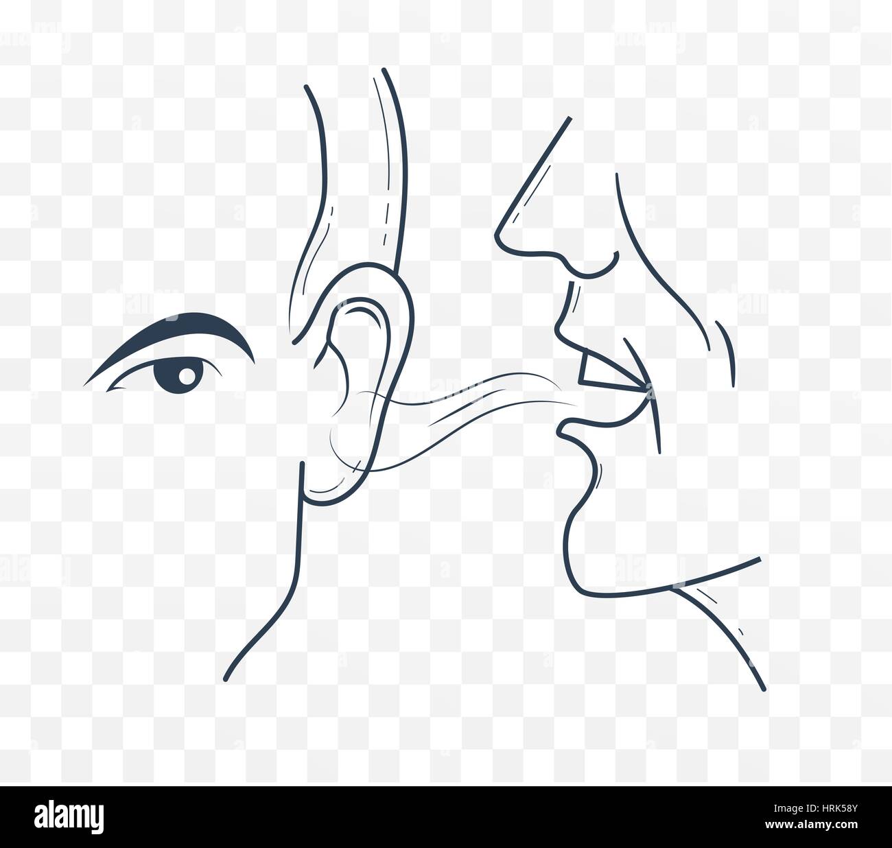 man says to the other something in his ear. Icon in a linear style ...