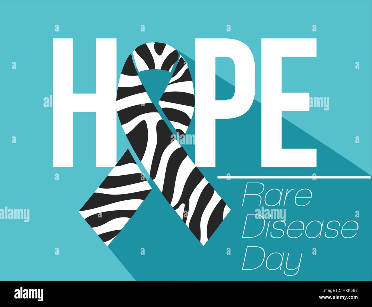 banner, poster Zebra-print ribbon - symbol of rare-disease awareness. Vector illustration of awareness ribon for World Day of rare disease. Stock Vector
