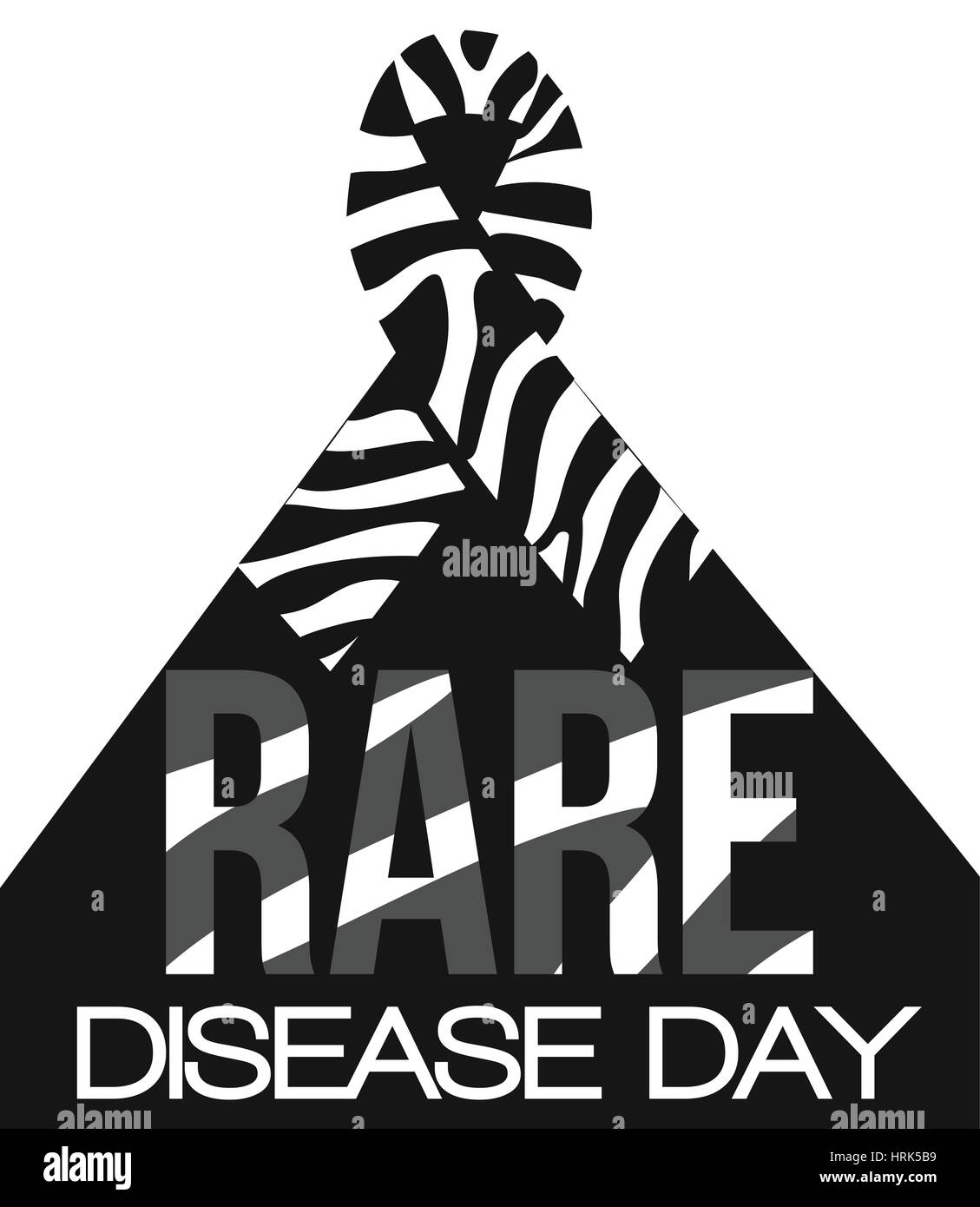 banner, poster Zebra-print ribbon - symbol of rare-disease awareness. Vector illustration of awareness ribon for World Day of rare disease. Stock Vector