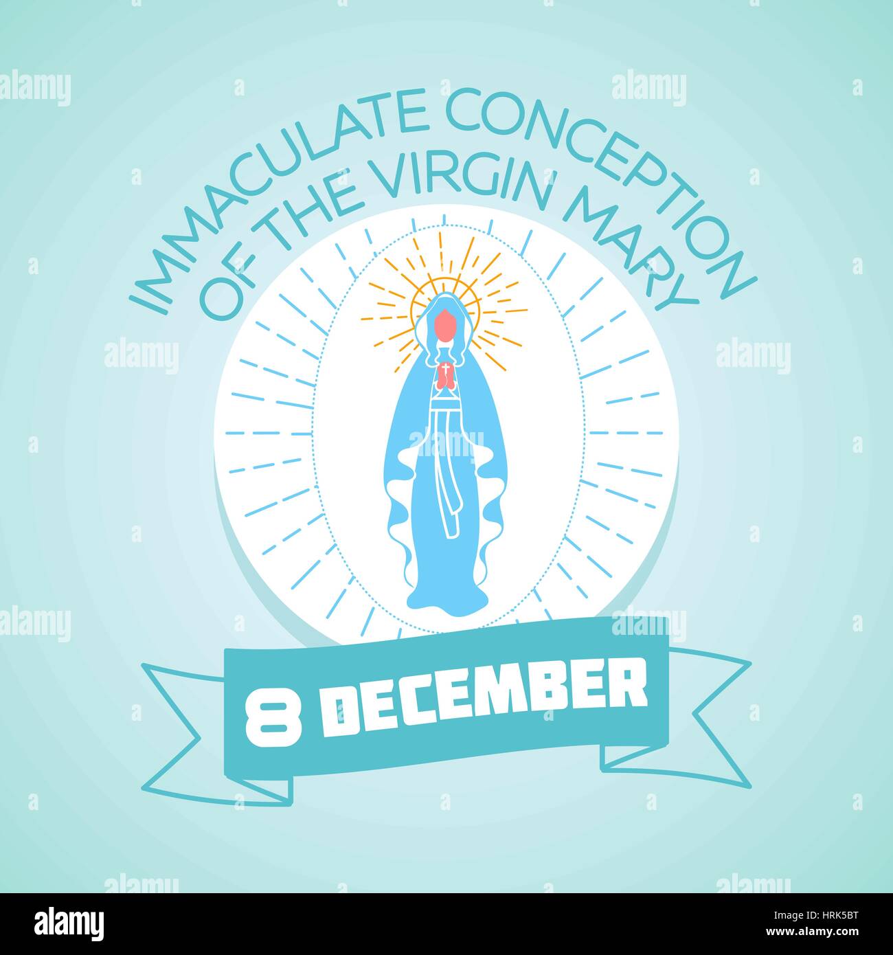 Calendar for each day on December 8. Greeting card. Holiday - Immaculate Conception of the Virgin Mary. Icon in the linear style Stock Vector