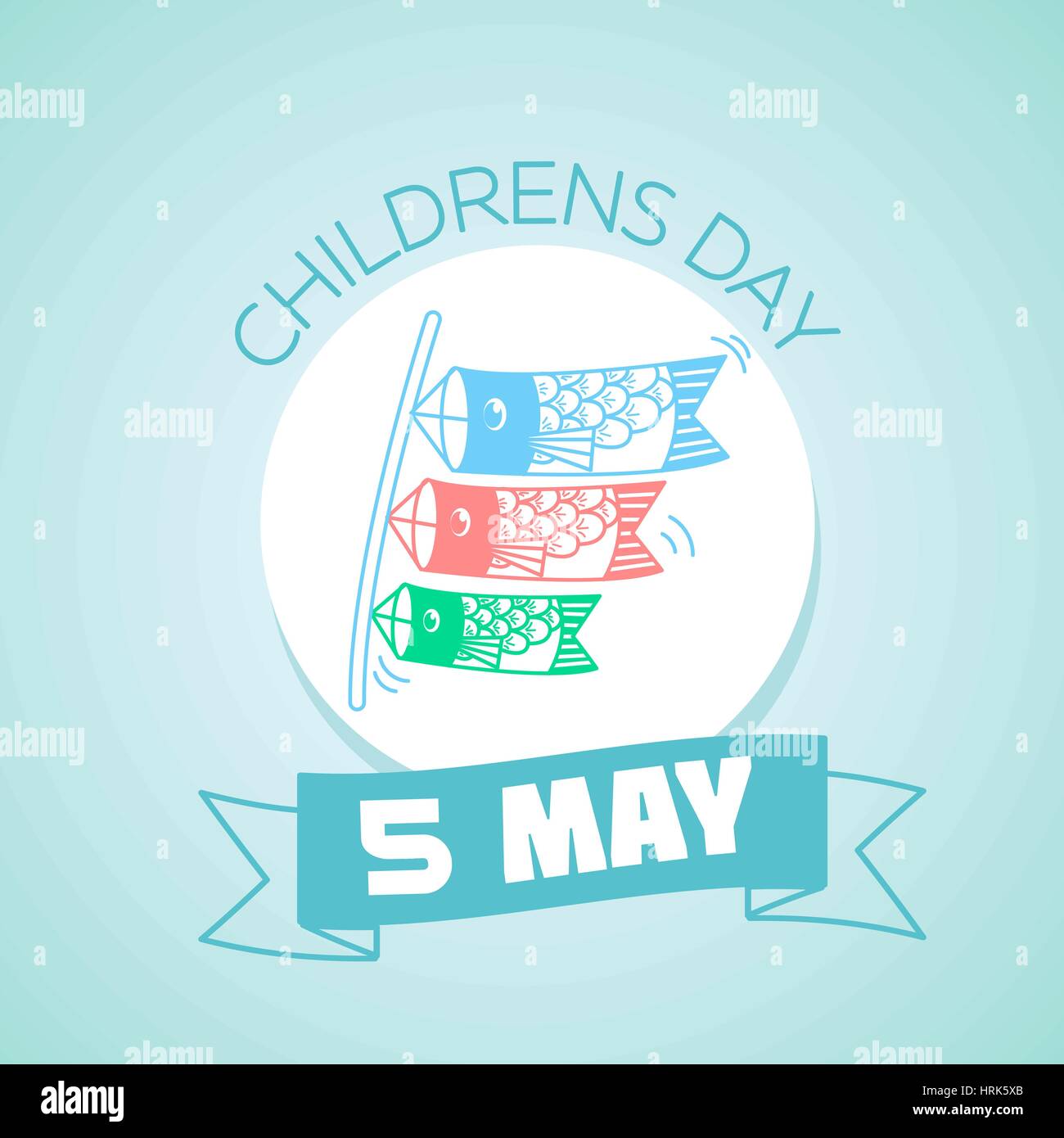 Calendar for each day on may 5. Greeting card. Holiday - Childrens Day in Japan . Icon in the linear style Stock Vector