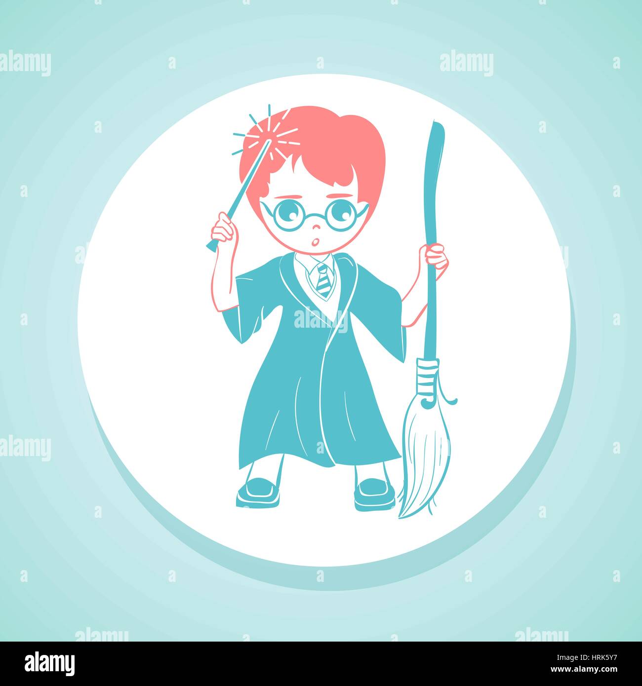 Cartoon boy in wizard costume anime vector in flat style Stock Vector